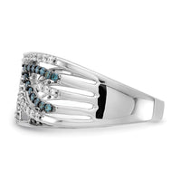 14k White Gold Blue/White Fancy Diamond Ring-RM5691
