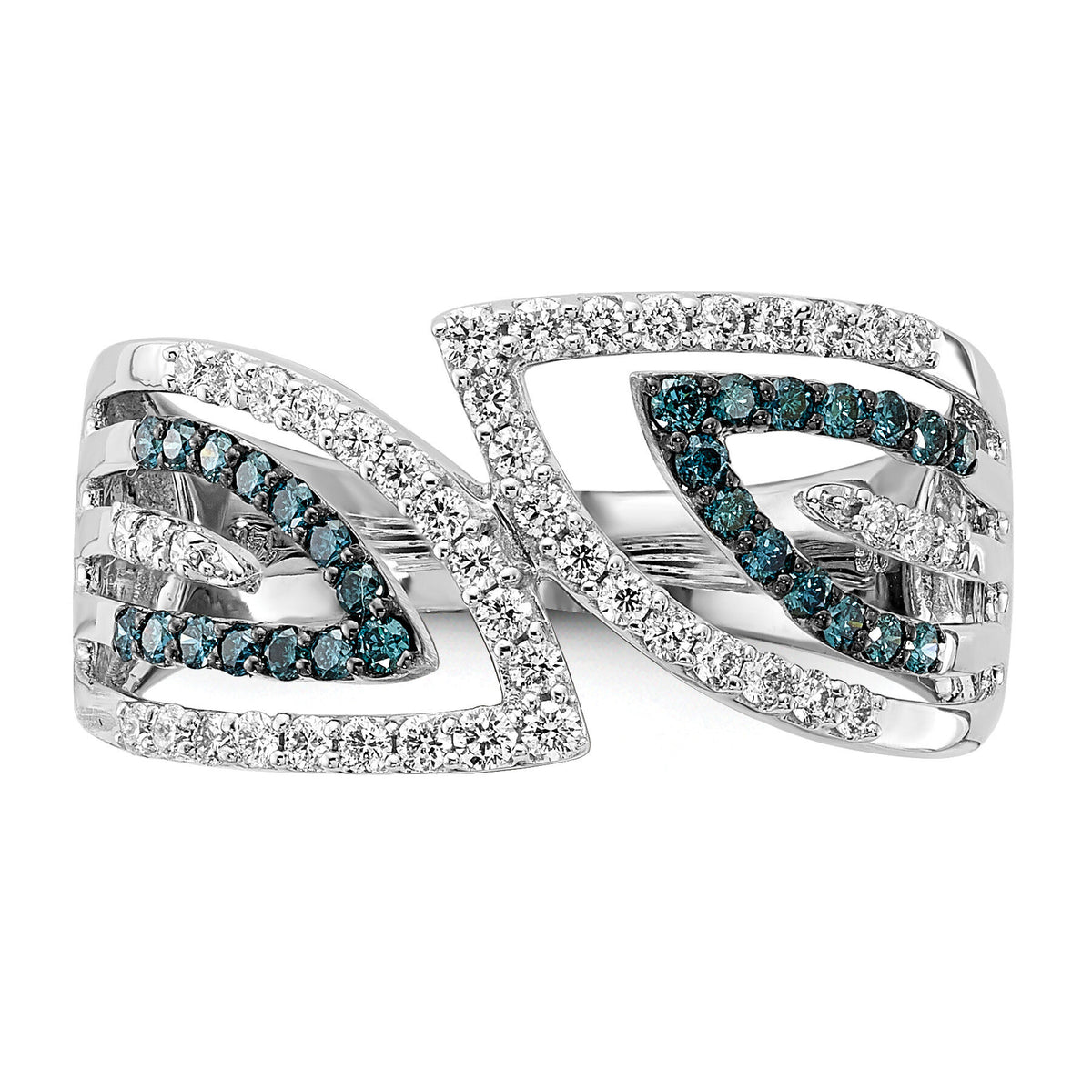 14k White Gold Blue/White Fancy Diamond Ring-RM5691