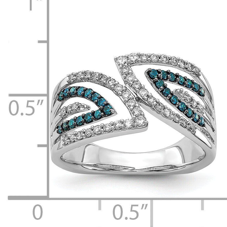 14k White Gold Blue/White Fancy Diamond Ring-RM5691