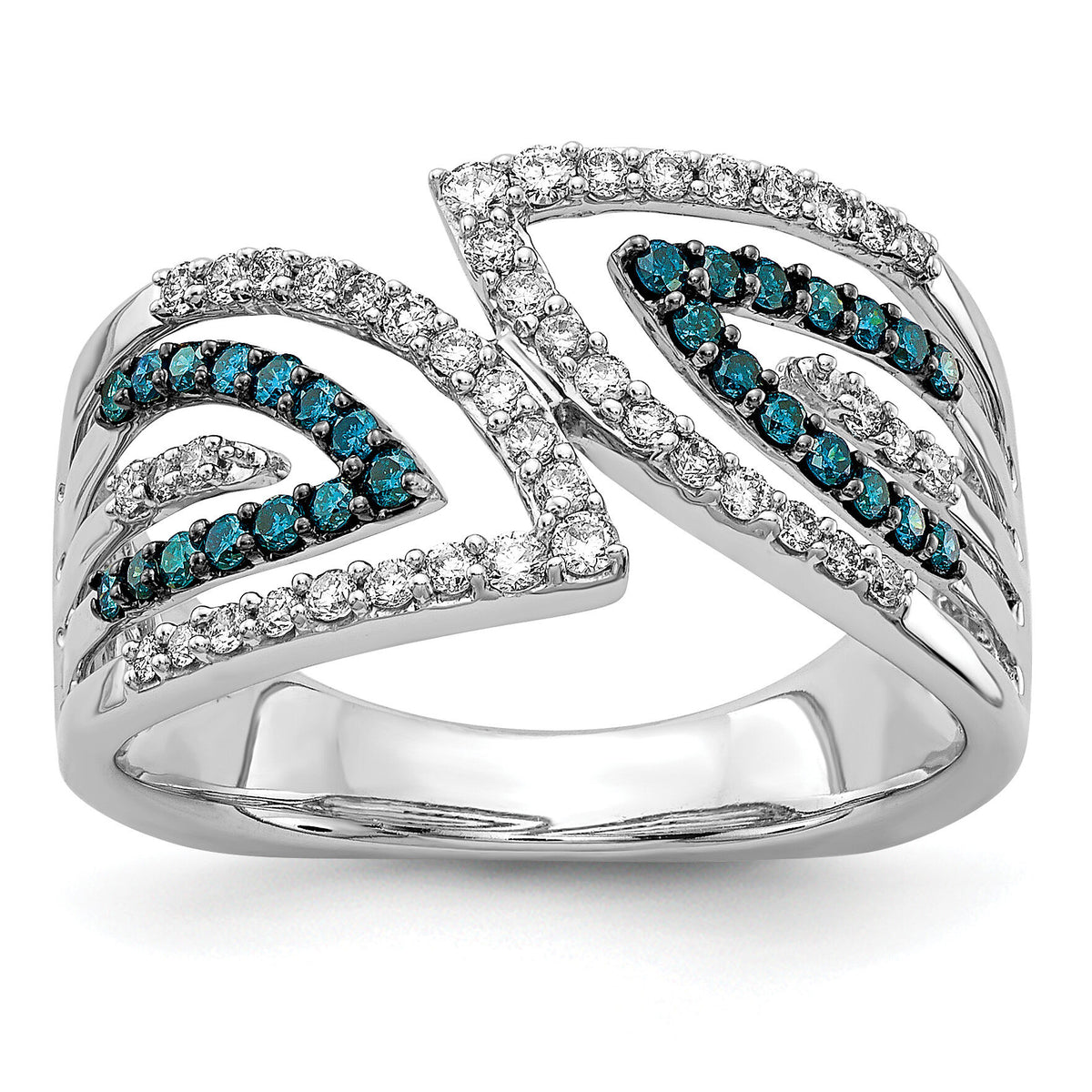 14k White Gold Blue/White Fancy Diamond Ring-RM5691