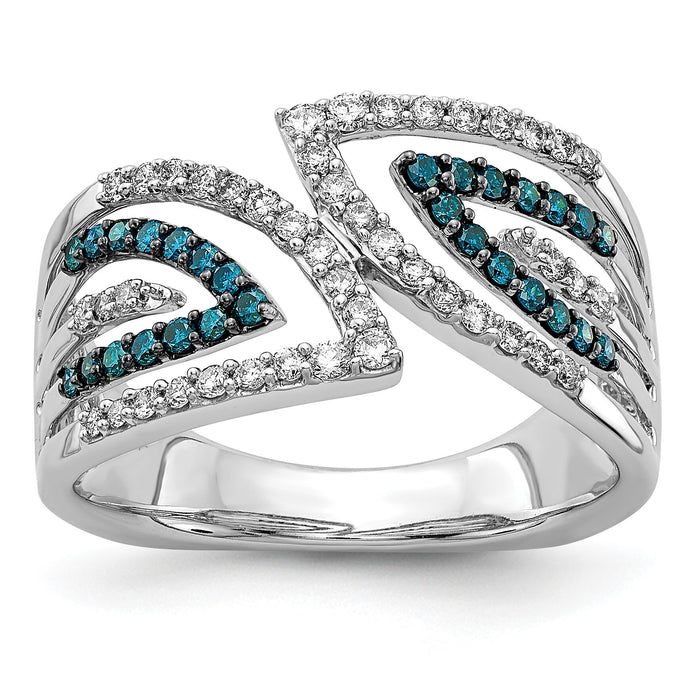 14k White Gold Blue/White Fancy Diamond Ring-RM5691