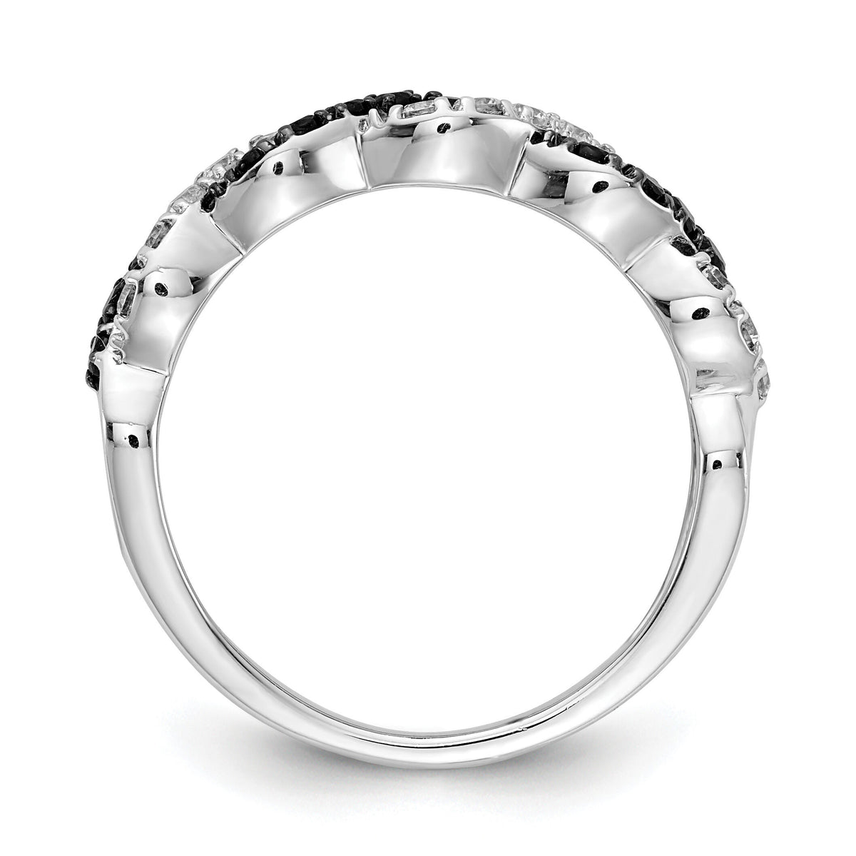 14k White Gold Black/White Diamond Twist Ring-RM5692