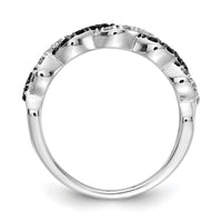 14k White Gold Black/White Diamond Twist Ring-RM5692