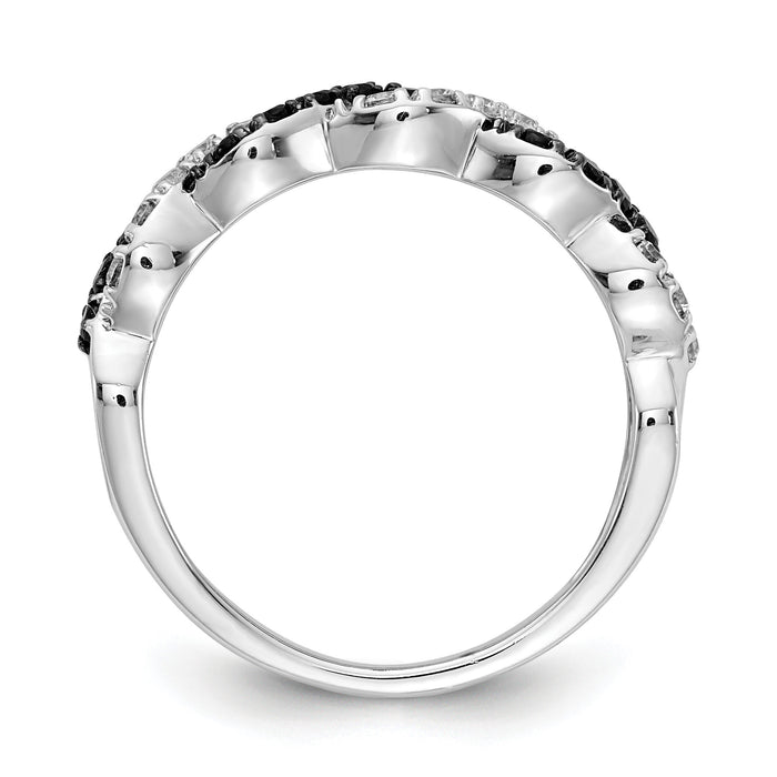 14k White Gold Black/White Diamond Twist Ring-RM5692