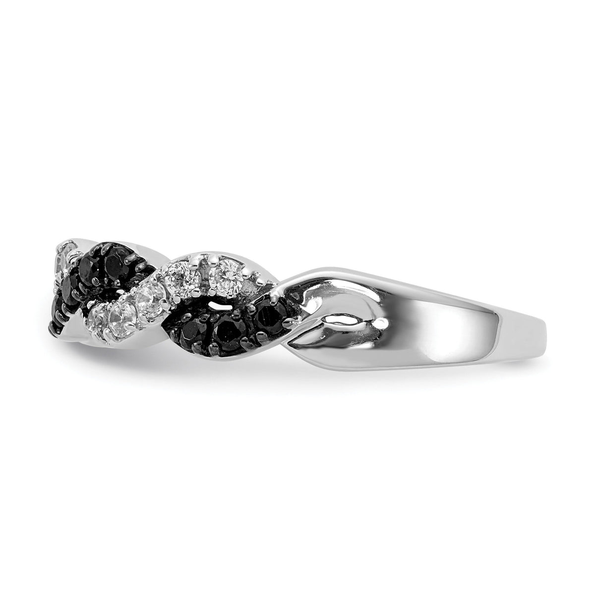 14k White Gold Black/White Diamond Twist Ring-RM5692