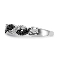 14k White Gold Black/White Diamond Twist Ring-RM5692
