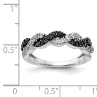 14k White Gold Black/White Diamond Twist Ring-RM5692