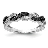 14k White Gold Black/White Diamond Twist Ring-RM5692