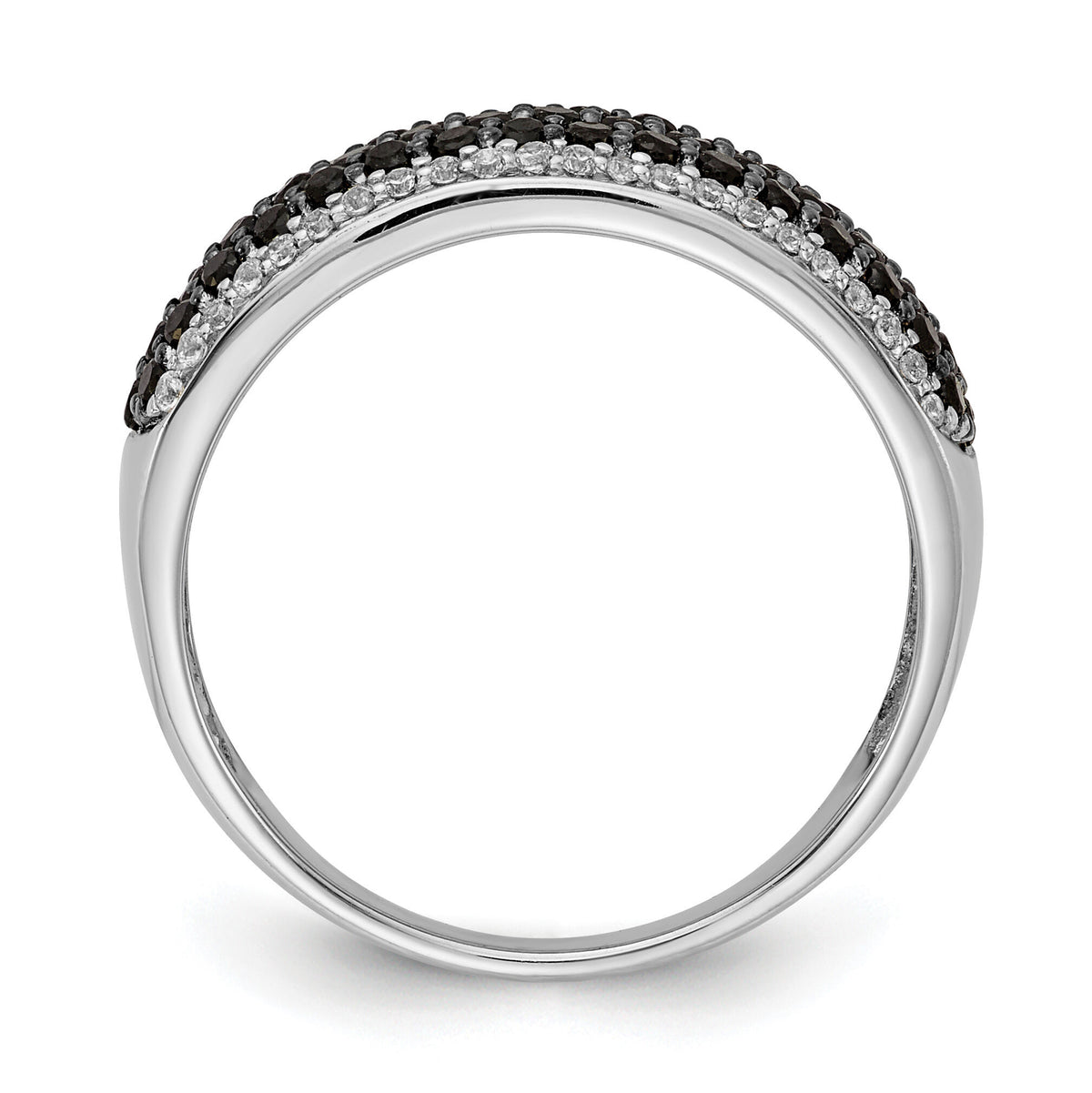 14k White Gold White and Black Diamond Band Ring-RM5693