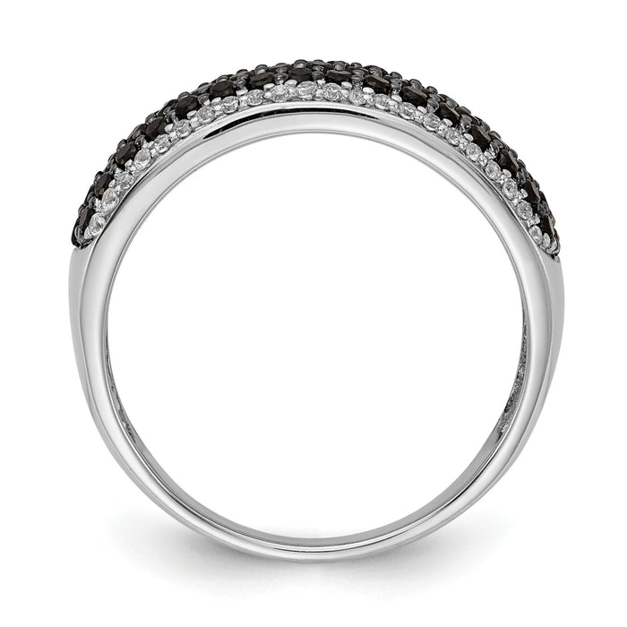14k White Gold White and Black Diamond Band Ring-RM5693