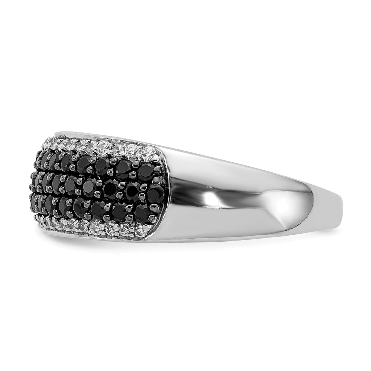 14k White Gold White and Black Diamond Band Ring-RM5693