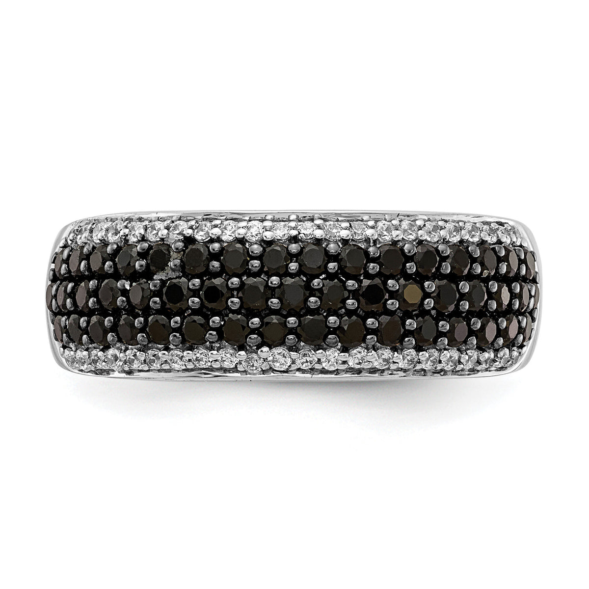 14k White Gold White and Black Diamond Band Ring-RM5693