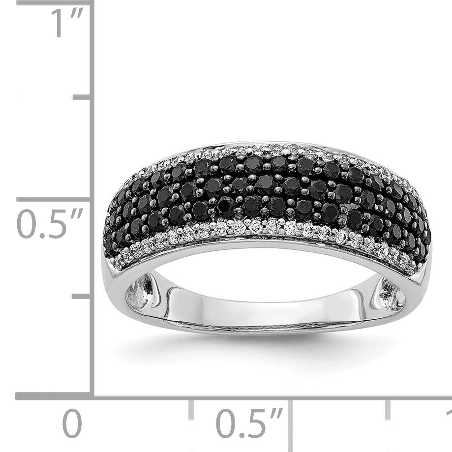 14k White Gold White and Black Diamond Band Ring-RM5693