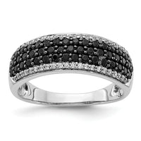 14k White Gold White and Black Diamond Band Ring-RM5693