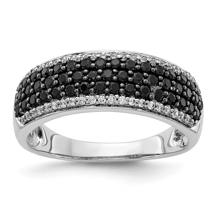 14k White Gold White and Black Diamond Band Ring-RM5693