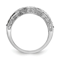 14k White Gold White and Black Diamond Twist Ring-RM5694