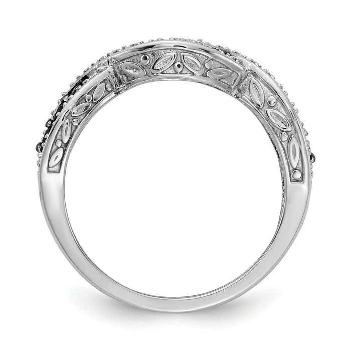 14k White Gold White and Black Diamond Twist Ring-RM5694