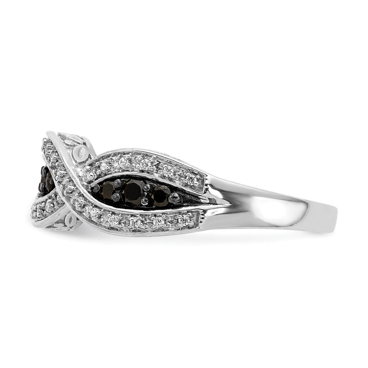 14k White Gold White and Black Diamond Twist Ring-RM5694