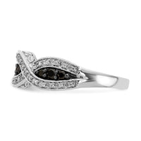 14k White Gold White and Black Diamond Twist Ring-RM5694