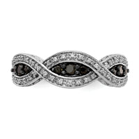 14k White Gold White and Black Diamond Twist Ring-RM5694