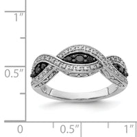 14k White Gold White and Black Diamond Twist Ring-RM5694
