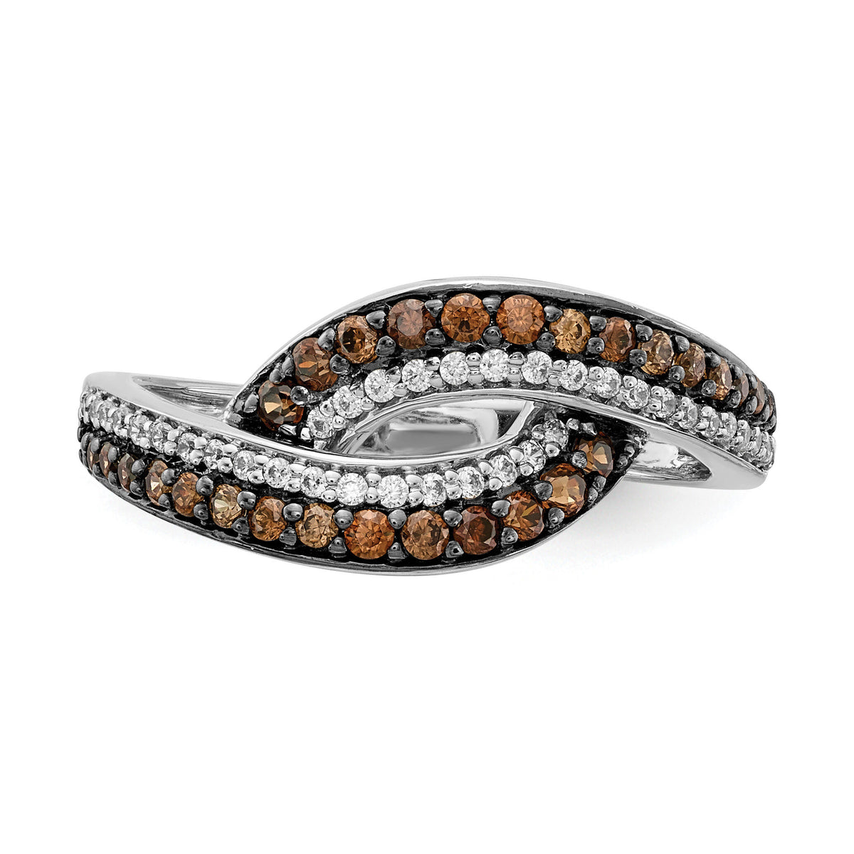 14k White Gold White Champagne Diamond Black Rhodium Ring-RM5696