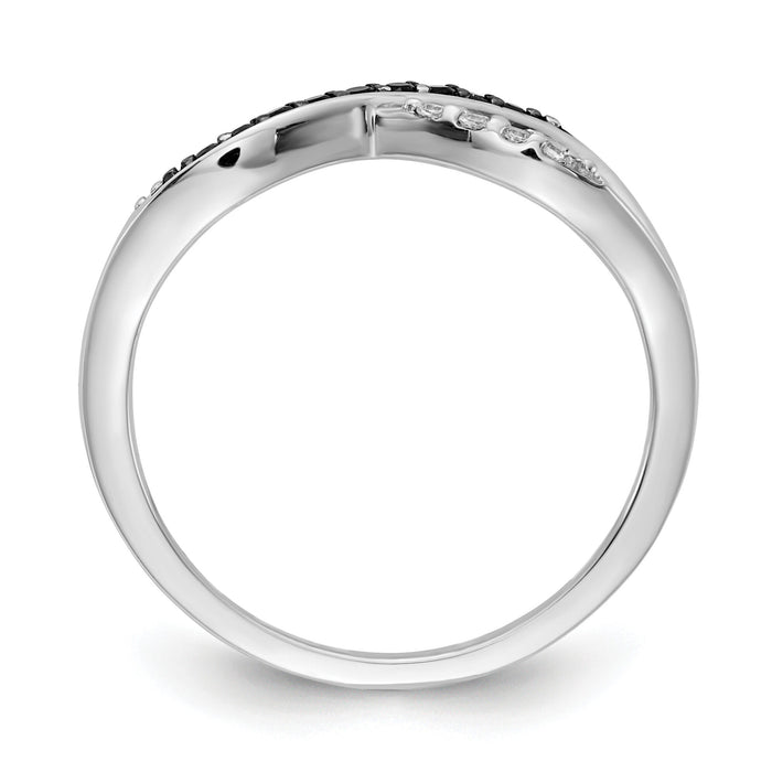 14k White Gold w/ Black and White Diamond Crisscross Ring-RM5697