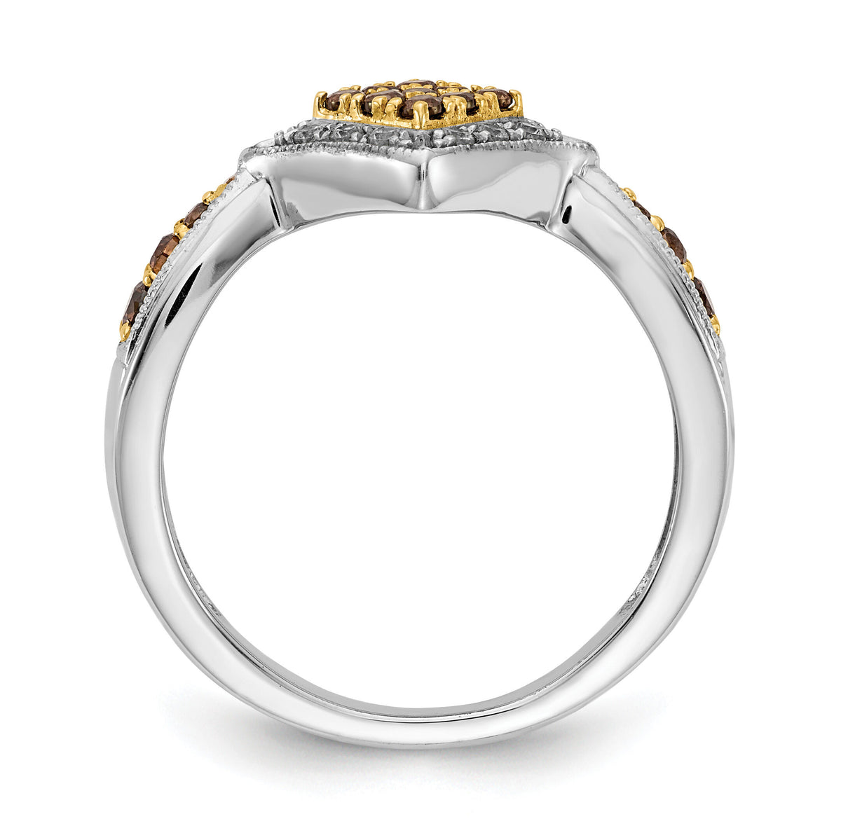 14k White w/Yellow Rhodium White and Champagne Diamond Ring-RM5699