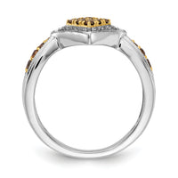 14k White w/Yellow Rhodium White and Champagne Diamond Ring-RM5699
