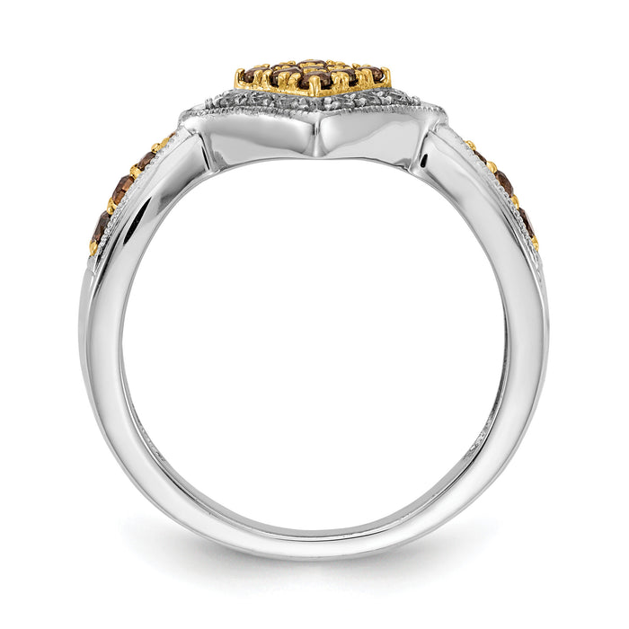 14k White w/Yellow Rhodium White and Champagne Diamond Ring-RM5699