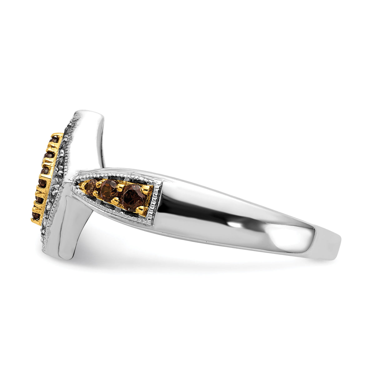 14k White w/Yellow Rhodium White and Champagne Diamond Ring-RM5699