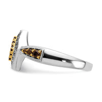 14k White w/Yellow Rhodium White and Champagne Diamond Ring-RM5699