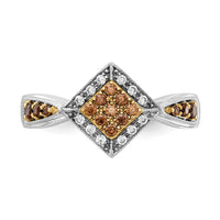 14k White w/Yellow Rhodium White and Champagne Diamond Ring-RM5699