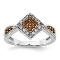 14k White w/Yellow Rhodium White and Champagne Diamond Ring-RM5699