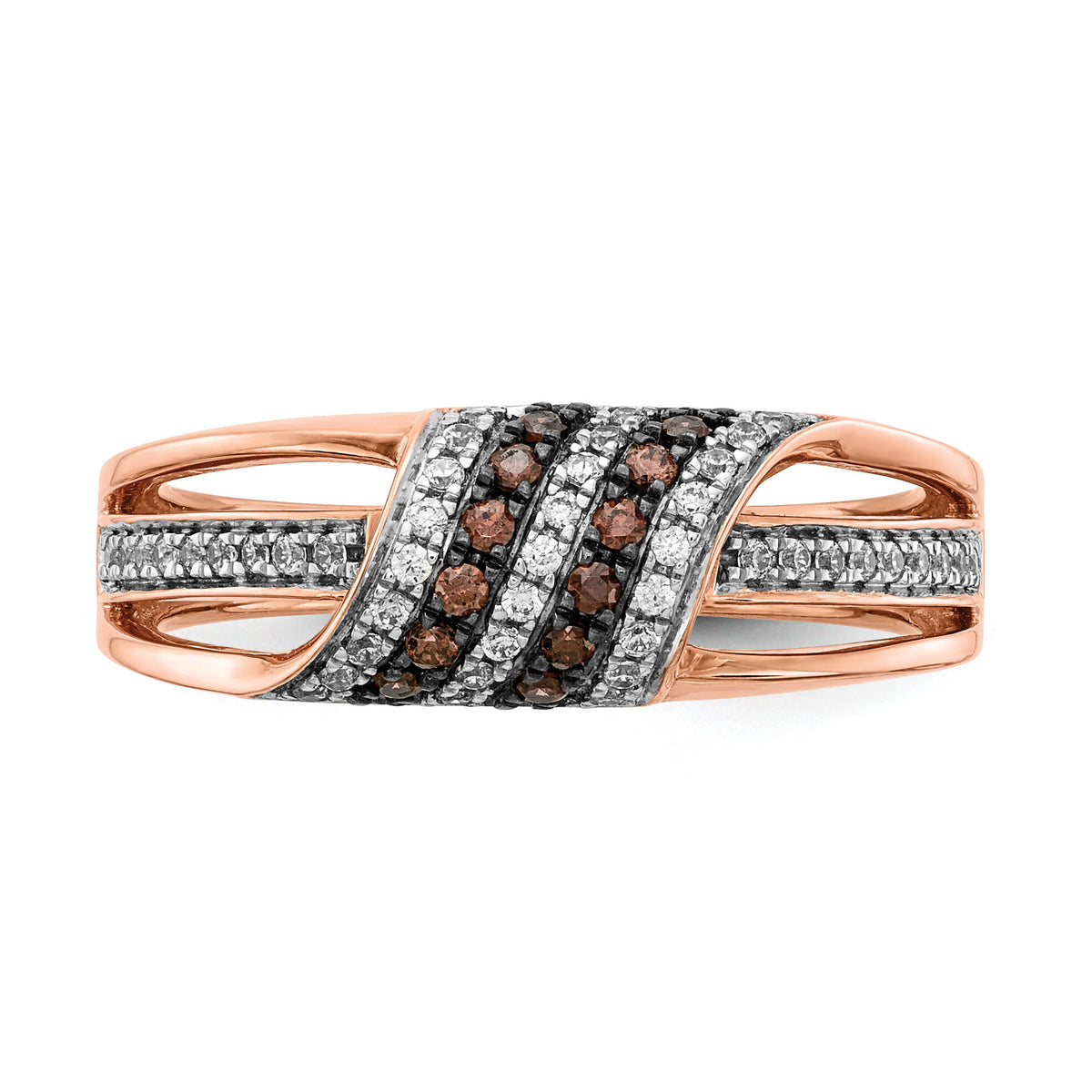 14k Rose Gold White and Champagne Diamond Ring-RM5700