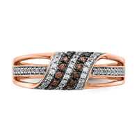 14k Rose Gold White and Champagne Diamond Ring-RM5700