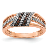 14k Rose Gold White and Champagne Diamond Ring-RM5700