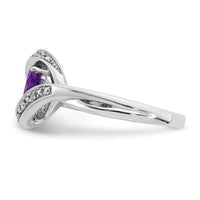 14k White Gold Oval Amethyst and Diamond Ring-RM5702