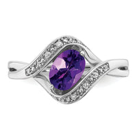 14k White Gold Oval Amethyst and Diamond Ring-RM5702