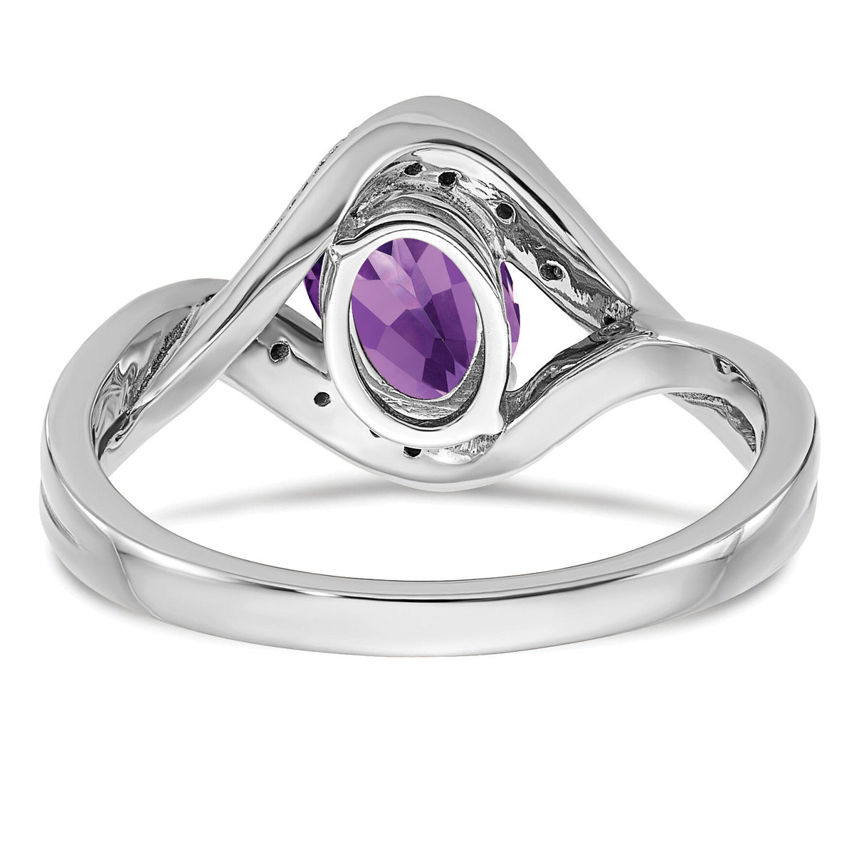 14k White Gold Oval Amethyst and Diamond Ring-RM5702