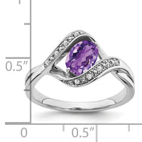 14k White Gold Oval Amethyst and Diamond Ring-RM5702