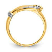 14k Rhodium Diamond Buckle Ring-RM5704