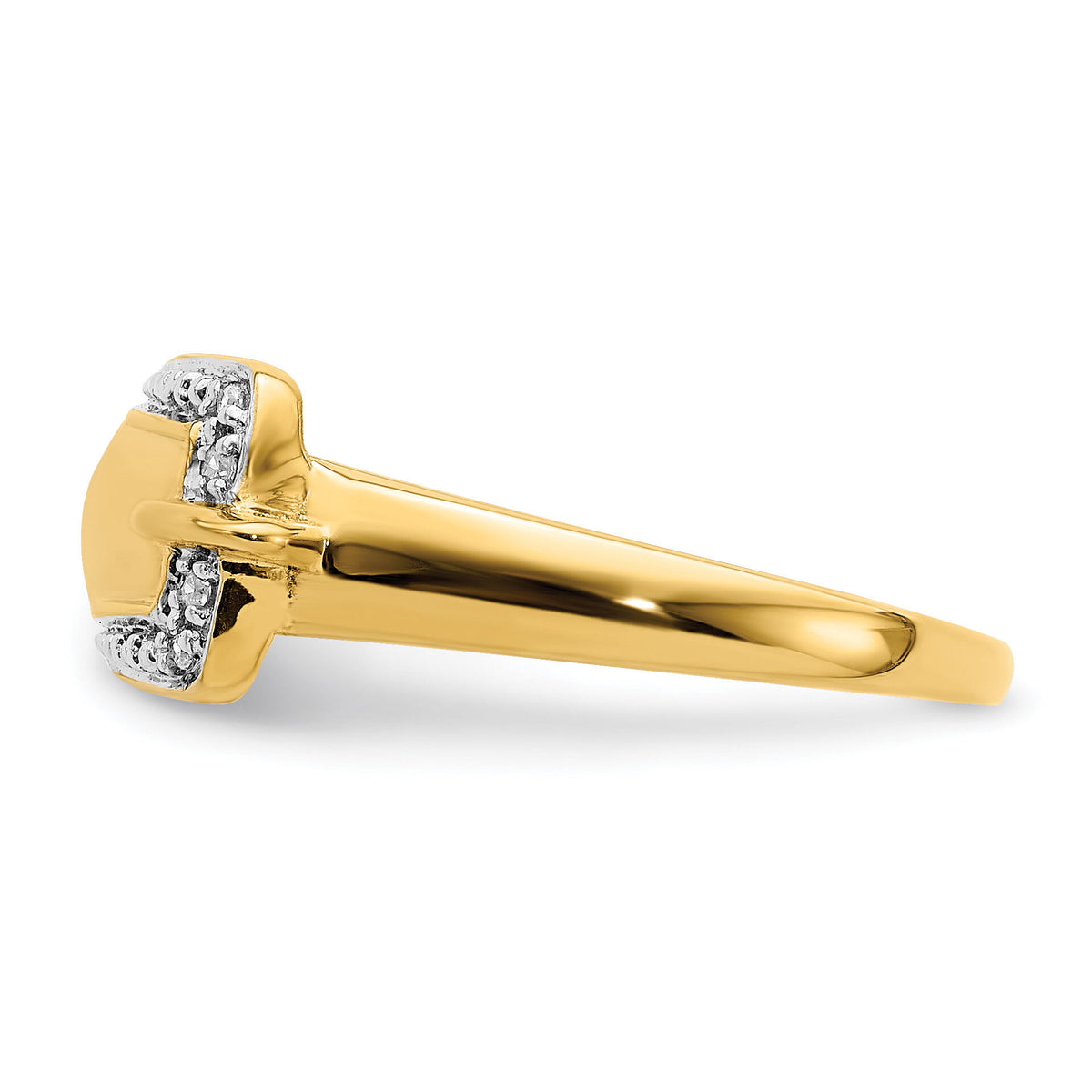 14k Rhodium Diamond Buckle Ring-RM5704