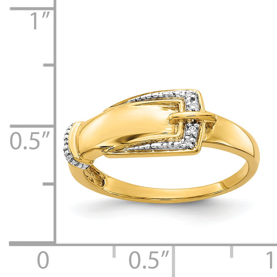 14k Rhodium Diamond Buckle Ring-RM5704