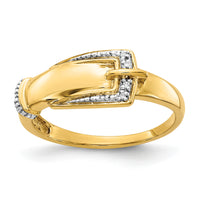 14k Rhodium Diamond Buckle Ring-RM5704