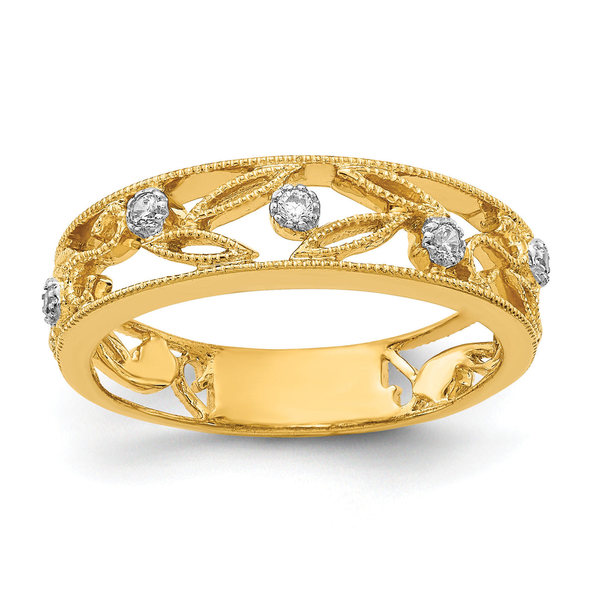 14k Flower Vine Design Diamond Ring-RM5705