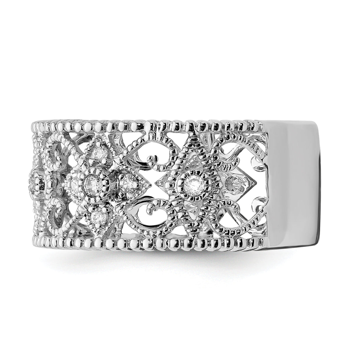 14k White Gold Diamond Vintage Band-RM5707