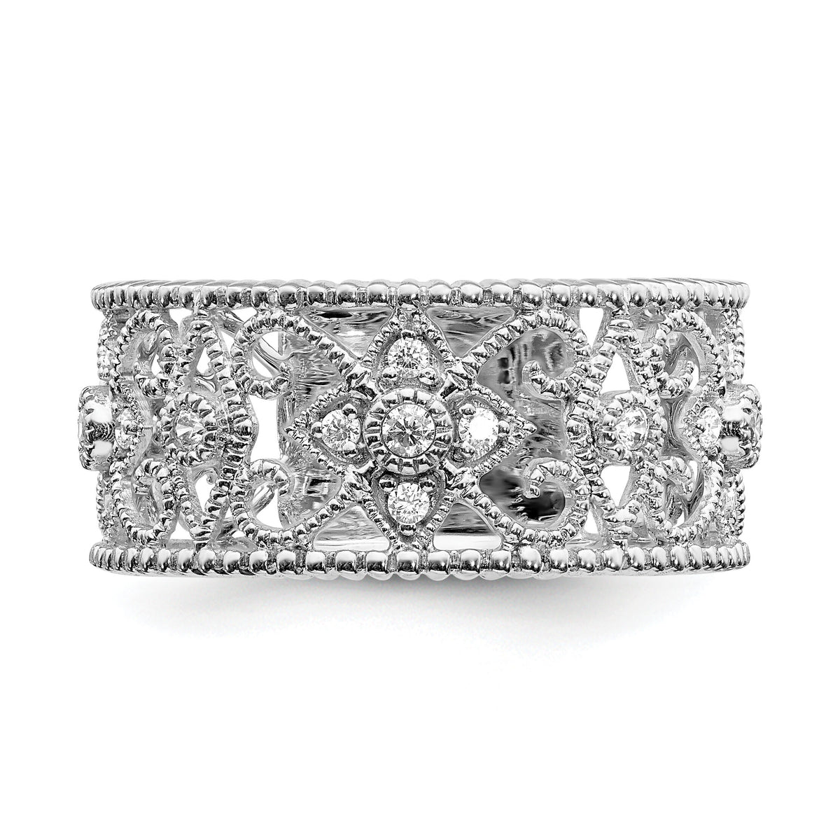 14k White Gold Diamond Vintage Band-RM5707