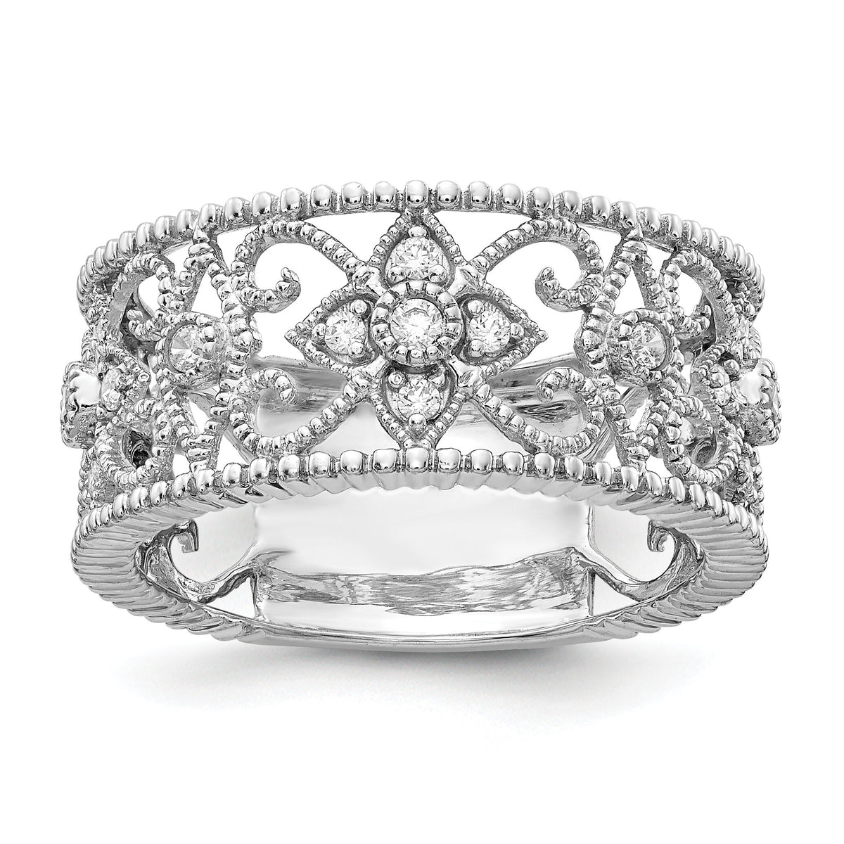14k White Gold Diamond Vintage Band-RM5707