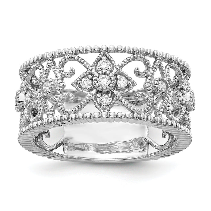 14k White Gold Diamond Vintage Band-RM5707